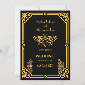 Faire-part de mariage gothique victorien Moth