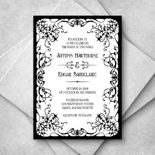 Faire-part de mariage gothique victorien noir blan