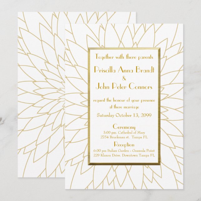 Faire-part de mariage, grandes portes, dahlia géom (Devant / Derrière)