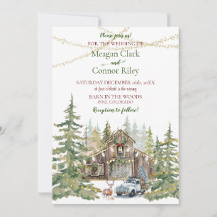 Faire-Part de Mariage Grange Rustique d'Hiver en F