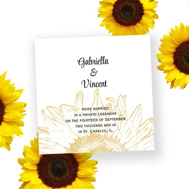 Faire-part de mariage graphique de tournesol jaune (Créateur téléchargé)