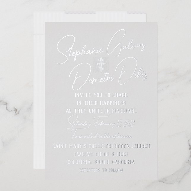 Faire-part de mariage grec en feuille plate (Enveloppe)