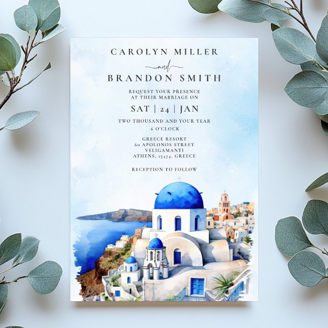 Faire-part de mariage grecque (Santorini Greek Wedding Invitation)