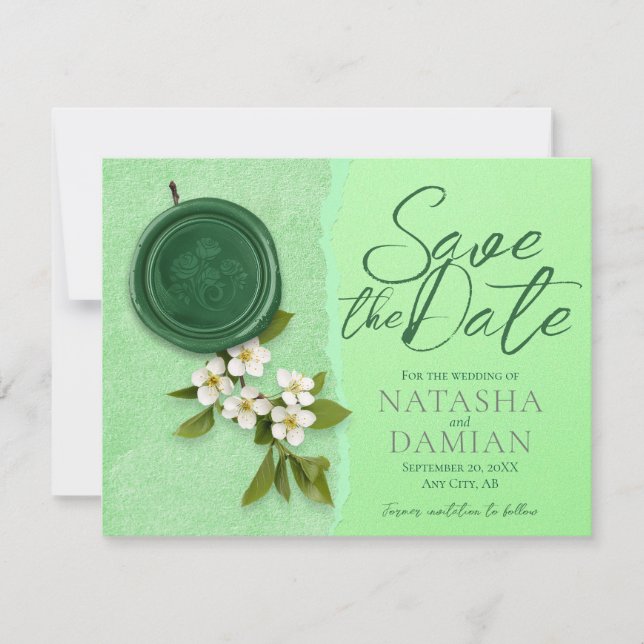 Faire-part de mariage Green Seal Save the Date (Devant)