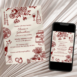 Faire-part de mariage Gribouillages/Doodle dessiné