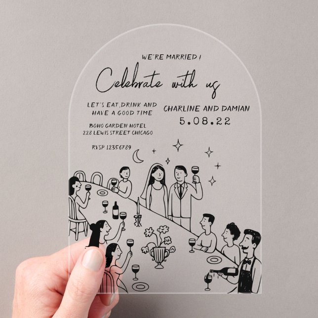 Faire-part de mariage gribouillé dessiné à la main (Créateur téléchargé)