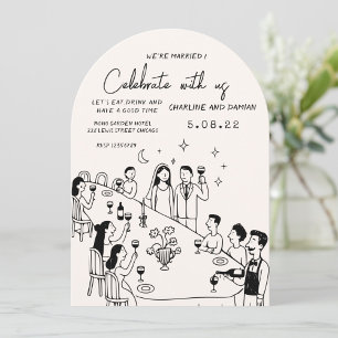 Faire-part de mariage gribouillé dessiné à la main