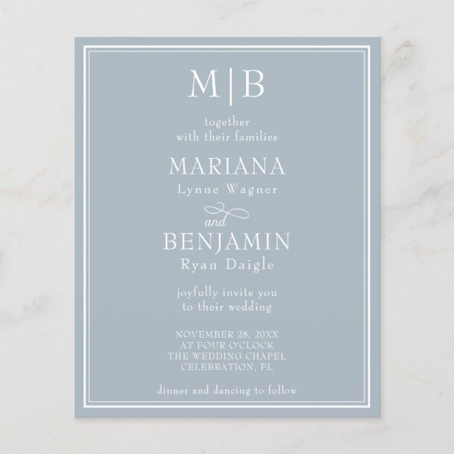 Faire-part de mariage gris clair moderne et élégan (Devant)