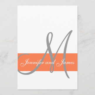 Faire-part de mariage gris corail| Noms des monogr