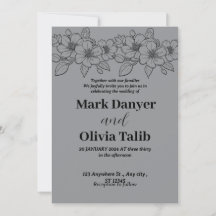 Faire-part de mariage gris / design simple et roma