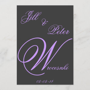 faire-part de mariage gris-foncé et pourpre