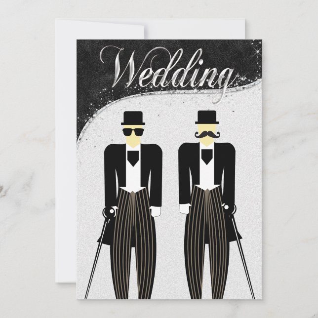 Faire-part de mariage gris noir et argent (Devant)