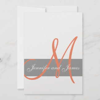 Faire-part de mariage gris orange | Noms des monog
