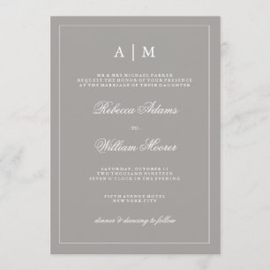 Faire-part de mariage gris profond élégant