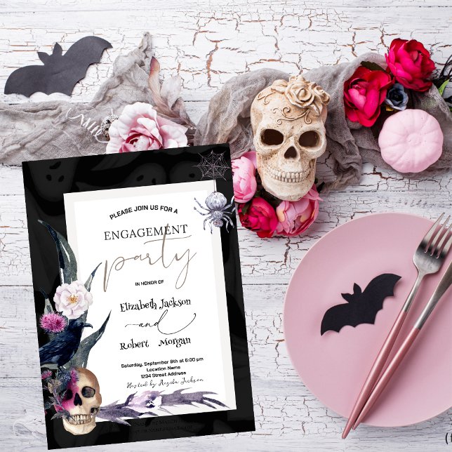 Faire-part de mariage Halloween crâne floral  (Créateur téléchargé)