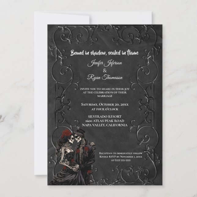 Faire-part de mariage Halloween gothique sombre (Devant)