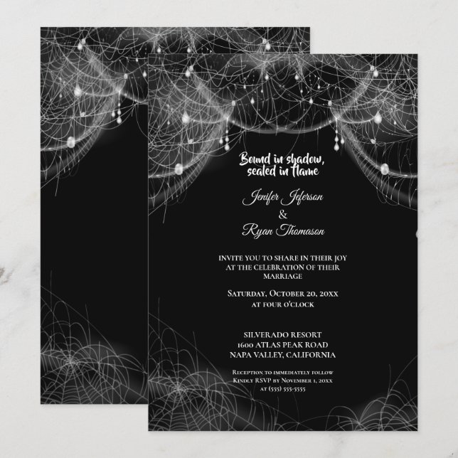 Faire-part de mariage Halloween gothique sombre (Devant / Derrière)