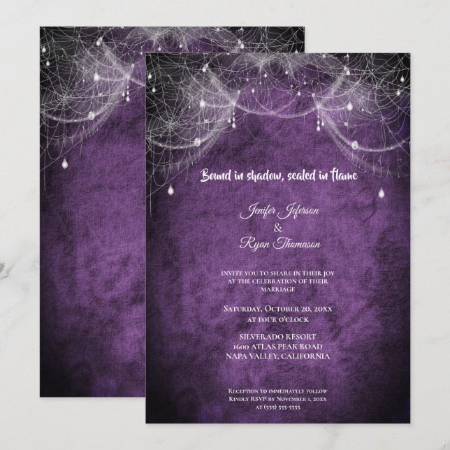 Faire-part de mariage Halloween gothique sombre (Devant / Derrière)