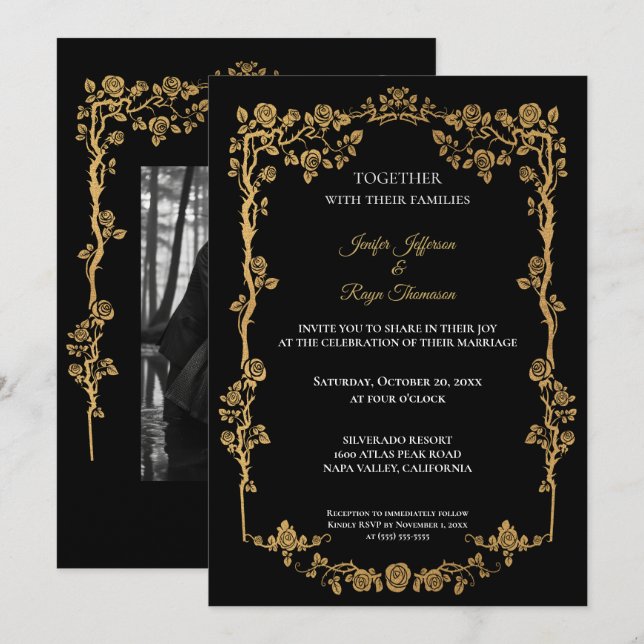 Faire-part de mariage Halloween gothique sombre (Devant / Derrière)