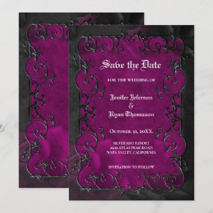 Faire-part de mariage Halloween gothique violet