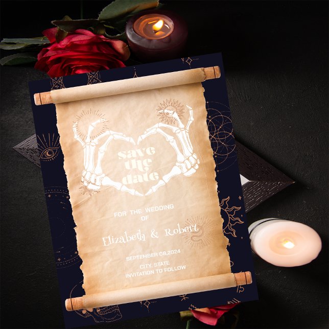Faire-part de mariage Halloween Mains de squelette (Créateur téléchargé)