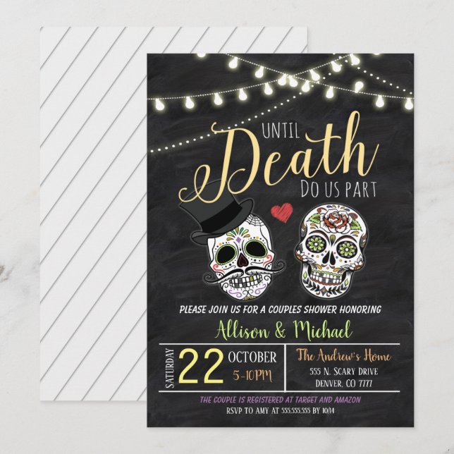 Faire-part de mariage Halloween pour une fête de m (Devant / Derrière)