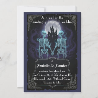 Faire-part de mariage Halloween squelette