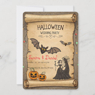 Faire-part de mariage Halloween vintage en rouleau