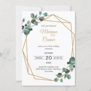 Faire-part de mariage Hexagon d'or verdoyant