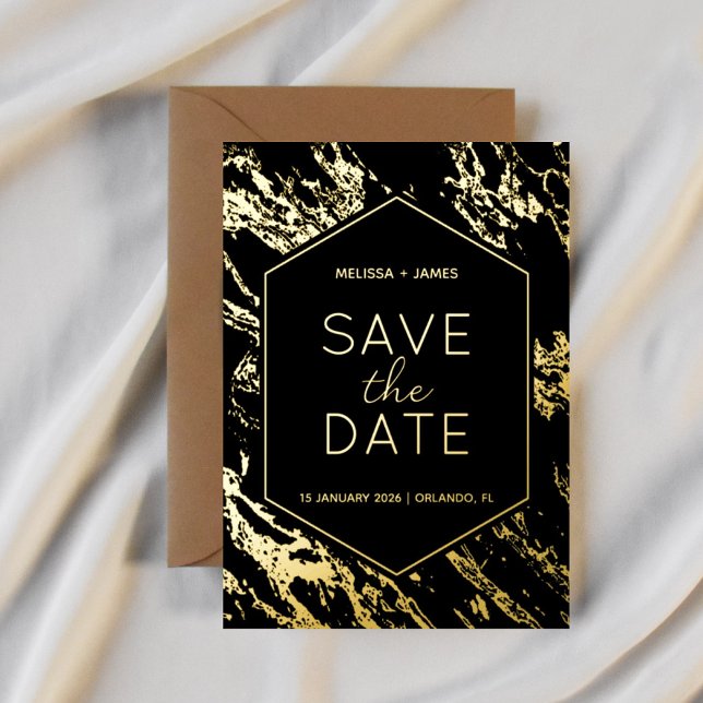 Faire-part de mariage hexagonal Art Déco moderne (Créateur téléchargé)