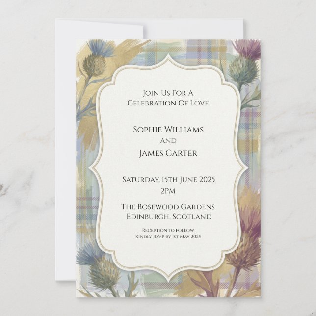Faire-part de mariage Highland Heather (Devant)