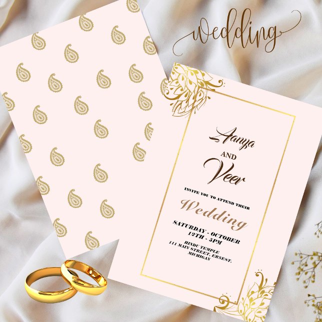 Faire-part de mariage hindou de paon indien (Créateur téléchargé)