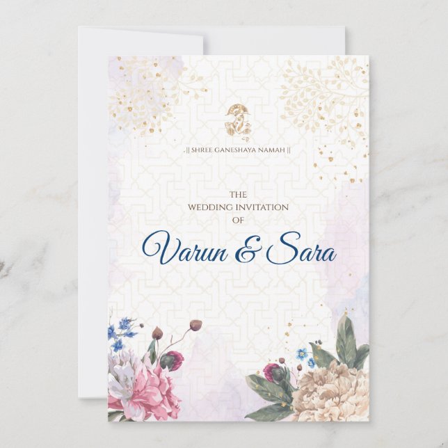Faire-part de mariage hindou et invitations indien (Devant)