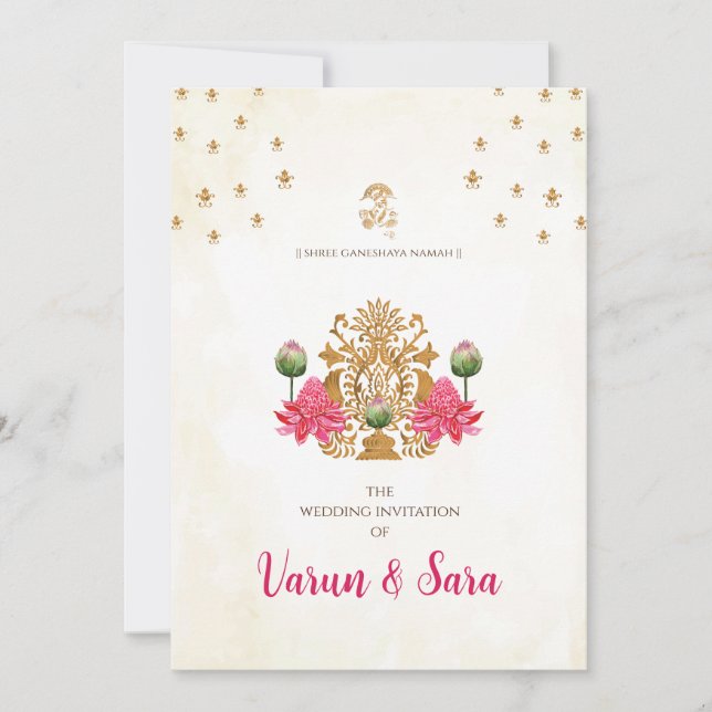 Faire-part de mariage hindou et invitations indien (Devant)