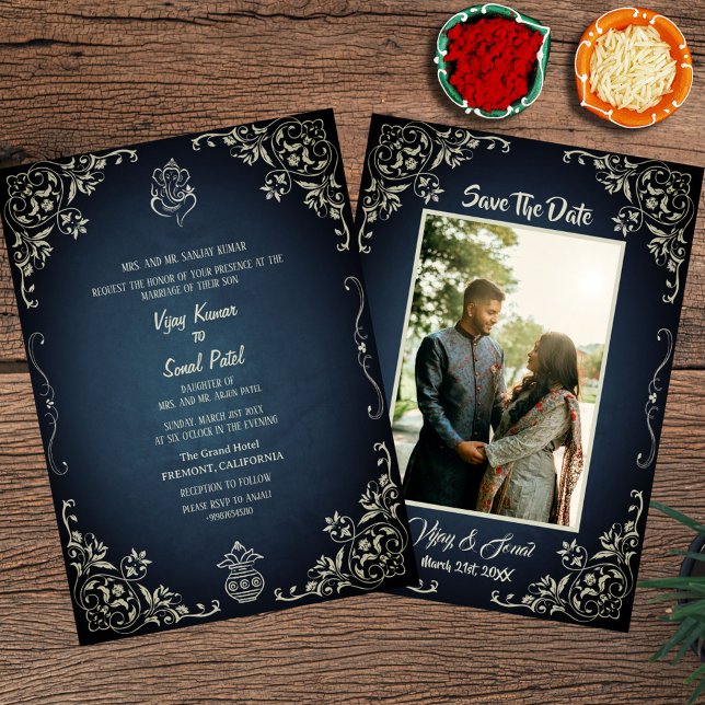 Faire-part de mariage hindoue indienne avec image  (Créateur téléchargé)