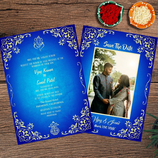 Faire-part de mariage hindoue indienne avec image  (Créateur téléchargé)