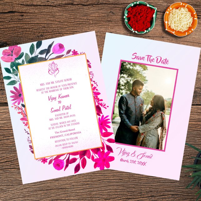 Faire-part de mariage hindoue indienne avec image  (Créateur téléchargé)