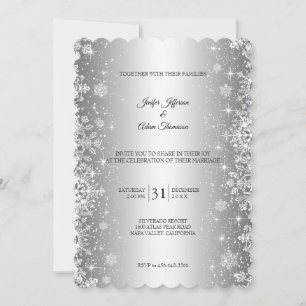Faire-part de mariage hivernal à flocons de neige