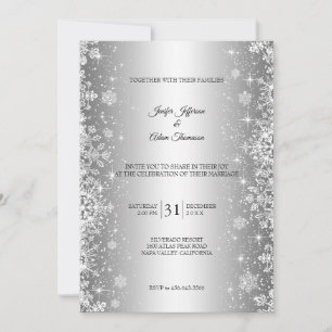 Faire-part de mariage hivernal à flocons de neige