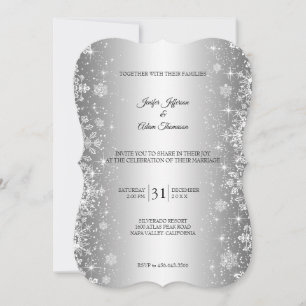 Faire-part de mariage hivernal à flocons de neige