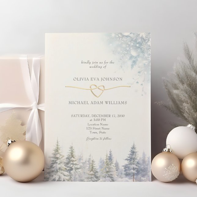 Faire-part de mariage hivernal aux pins (Créateur téléchargé)