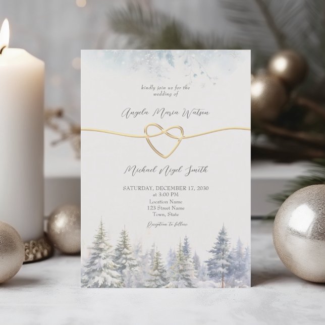 Faire-part de mariage hivernal aux pins (Créateur téléchargé)