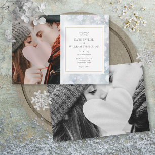 Faire-part de mariage hivernal avec premières phot