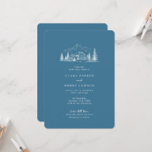Faire-part de mariage hivernal de montagne bleu ar