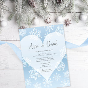 Faire-part de mariage hivernal Flocons de neige bl
