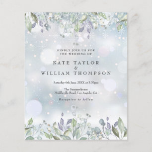 Faire-part de mariage hivernal floral lilas budget