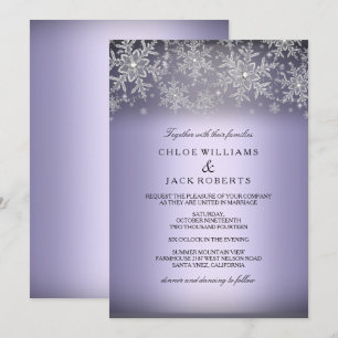 Faire-part de mariage hivernal violet Flocon de ne