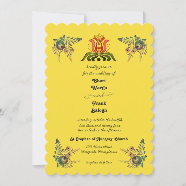 Faire-part de mariage hongrois Buttercup Gold (Devant)