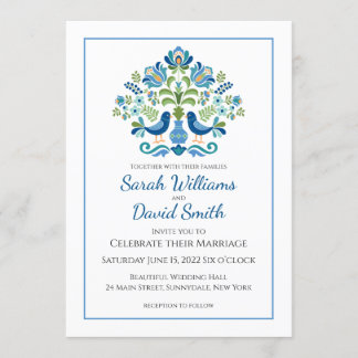 Faire-part de mariage Hongrois Design Blue Birds