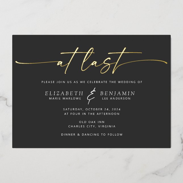 Faire-Part de Mariage Horizontal en Feuille d'Alum (Recto)
